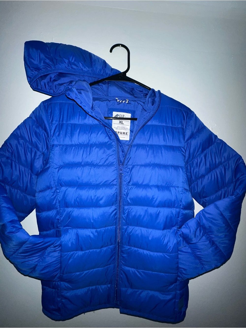 Blue Quilted Puffer Jacket with Hood